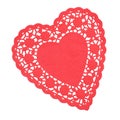 Red Heart Shaped Doilie Isolated Royalty Free Stock Photo