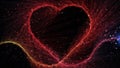 Red heart shaped fiber particles in bokeh lights Royalty Free Stock Photo
