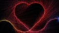 Red heart shaped fiber particles with a light beam Royalty Free Stock Photo