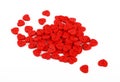 Red heart shaped sewing buttons isolated on white Royalty Free Stock Photo