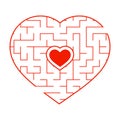 Red heart shaped labyrinth. Game for kids and adults. Puzzle for children. Labyrinth conundrum. Flat vector illustration isolated Royalty Free Stock Photo