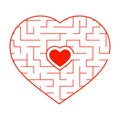 Red heart shaped labyrinth. Game for kids and adults. Puzzle for children. Labyrinth conundrum. Flat vector illustration isolated Royalty Free Stock Photo