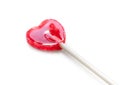 Red heart shaped lollipop isolated on white background Royalty Free Stock Photo