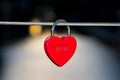 REd heart shaped padlock hanging