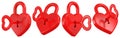 Red heart shaped padlock and key set. Valentine day design elements. 3D rendering. Royalty Free Stock Photo