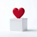 Red Heart on of White Box gift love Valentine Royalty Free Stock Photo