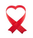 Red heart-shaped ribbon isolated