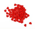 Red heart shaped sewing buttons isolated on white Royalty Free Stock Photo