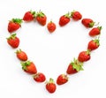 Red heart shaped strawberry wish-card, valentine, 14 February, Royalty Free Stock Photo