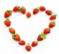 Red heart shaped strawberry wish-card, valentine, 14 February, love Royalty Free Stock Photo