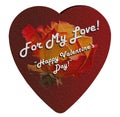 Red Heart Shaped Valentine`s Day Box for Chocolates with Large Rose