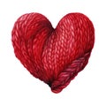 Red heart shaped wool yarn Royalty Free Stock Photo