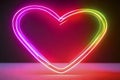 The red Heart shapes on abstract light neon glitter background in love concept for valentines day with sweet and romantic. Neon Royalty Free Stock Photo