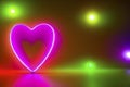 The red Heart shapes on abstract light neon glitter background in love concept for valentines day with sweet and romantic. Neon Royalty Free Stock Photo