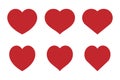 Red heart shapes icon set. Design elements for Valentine\'s day, love, or romance. Flat heart collection, herz sammlung