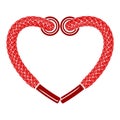 Red heart shoelaces icon, simple style