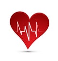 Red heart sign with heartbeat line, vector Royalty Free Stock Photo