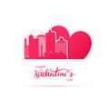 Red heart and silhouette of Memphis city paper stickers.