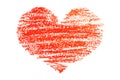 Red heart sketched by crayon Royalty Free Stock Photo