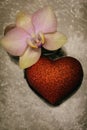 Orchid flower with a heart for congratulations