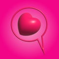 Red Heart Speech Bubble 3D illustration on a Pink background Royalty Free Stock Photo