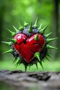 A red heart with spikes on top of it Royalty Free Stock Photo
