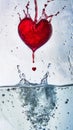 Red heart splash in clear water Royalty Free Stock Photo