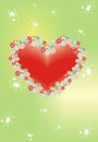 Red heart with stars and flowers Royalty Free Stock Photo