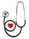 Red heart and a stethoscope, isolated on white background with clipping path Royalty Free Stock Photo