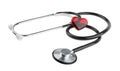 Red heart and a stethoscope, isolated on white background with clipping path Royalty Free Stock Photo