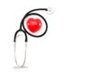 Red heart and stethoscope isolated on white background. Copy of space Royalty Free Stock Photo