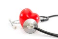 Red heart and stethoscope isolated on white background. Health concept. Royalty Free Stock Photo