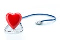 Red heart with stethoscope isolated on white background Royalty Free Stock Photo