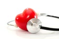 Red heart and stethoscope isolated on white background. Health concept. Royalty Free Stock Photo