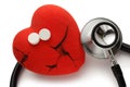 Red heart, stethoscope and pills Royalty Free Stock Photo