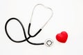 Red heart and a stethoscope on white background Royalty Free Stock Photo