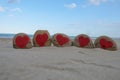 Red heart stones on the beach Royalty Free Stock Photo