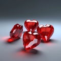 Shining red hearts made of glass. Red crystals heart. Royalty Free Stock Photo