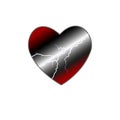 Red heart surrounded by a flow of energy. Storm. Valentine s day. Blasted the thunder of love the heart of the composition. Vector Royalty Free Stock Photo