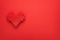 Red heart symbol made of plastic building blocks with copy space Royalty Free Stock Photo
