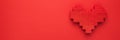 Red heart symbol made of plastic building blocks with copy space Royalty Free Stock Photo