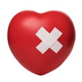 Red heart taped with a medical plaster isolated on a white background Royalty Free Stock Photo