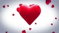 Red heart thumping on white background