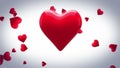 Red heart thumping on white background