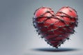 A red heart tied with barbed wire. Space for text. Royalty Free Stock Photo