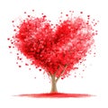 Red heart tree on white background Royalty Free Stock Photo