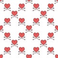 Red Heart and two arrows vector valentines day colored seamless pattern Royalty Free Stock Photo