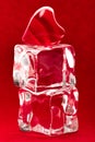 Red heart on two ice cubes Royalty Free Stock Photo
