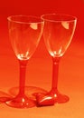 Red heart with two shiny wine glasses Royalty Free Stock Photo