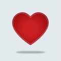 Red heart Vector Icon with stiches